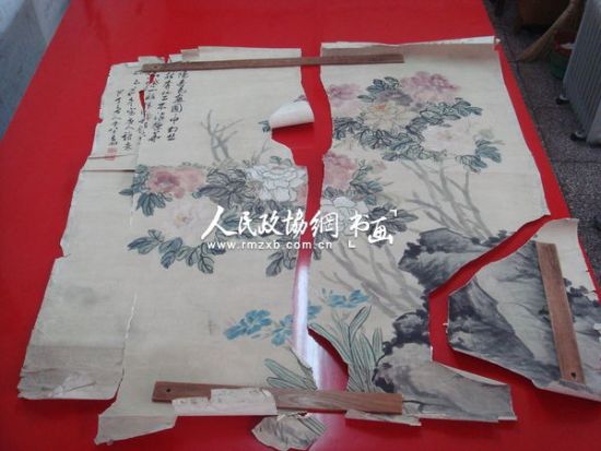 陈半丁作品修复前