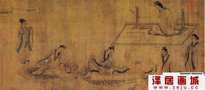 国画人物名画赏析《斫琴图》局部图2