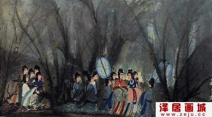 傅抱石《丽人行》_赠予郭沫若生日礼物的1944年作写意国画人物