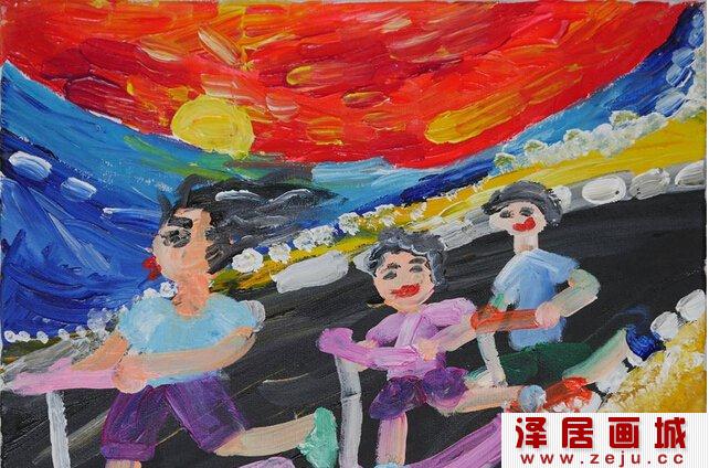 少儿美术绘画玩滑板