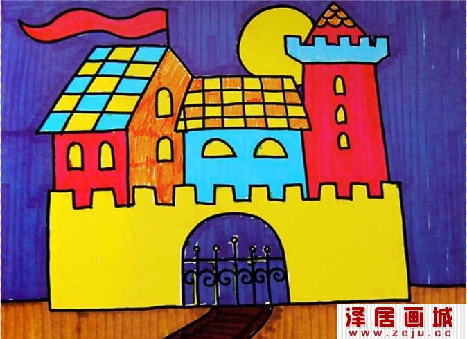 建筑物儿童水彩画作品欣赏