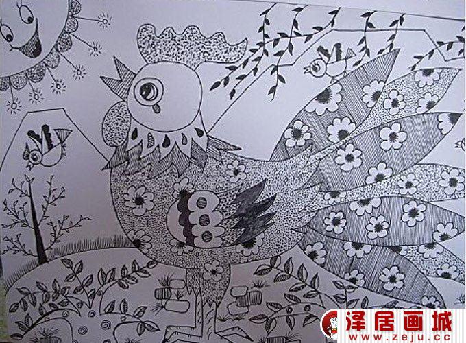 線描兒童畫優秀黑白線描兒童畫大圖欣賞